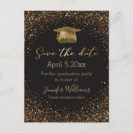 Postal De Anuncios dorado chic brillos negro graduación guardar la fe