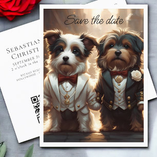 Postal De Anuncios Dos adorables perros engalanan boda gay: Save the 