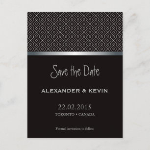 Postal De Anuncios Dos bodas de patrones negros de Grooms-Gay   Tarje