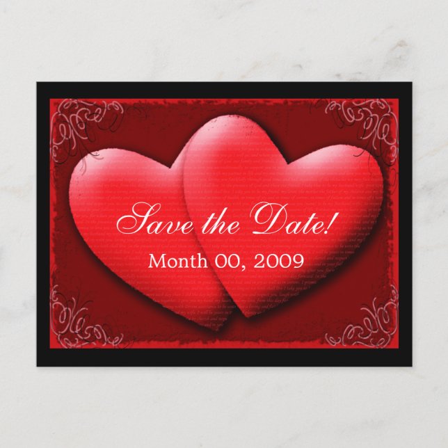 Postal De Anuncios ¡Dos corazones, guarden la fecha! (Anverso)