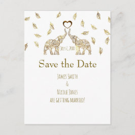 Postal De Anuncios Dos Elefantes Boda Otoño Dorado Save The Date