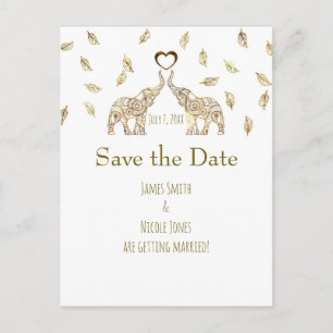 Postal De Anuncios Dos Elefantes Boda Otoño Dorado Save The Date