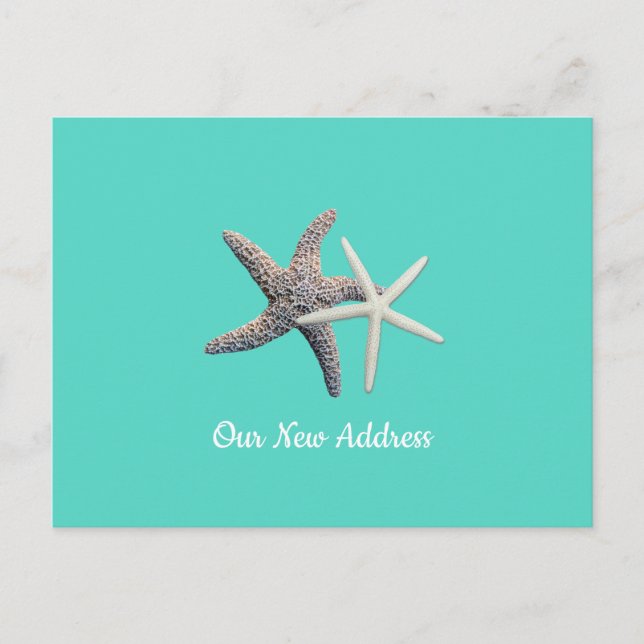 Postal De Anuncios Dos estrellas de mar turquesa nueva dirección (Anverso)