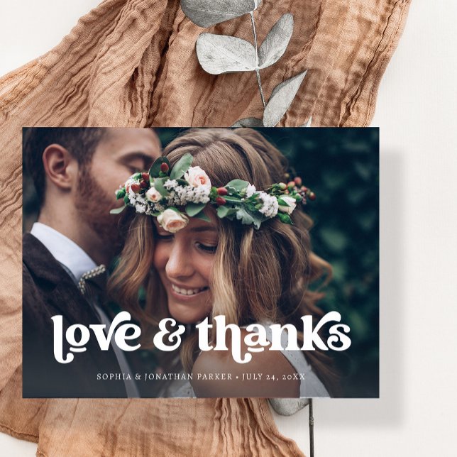 Postal De Anuncios Dos fotos | Tipografía Retro Boho Agradecimiento (Subido por el creador)