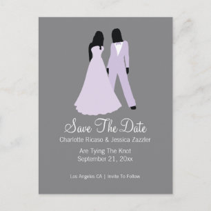Postal De Anuncios Dos novias traje y vestido de novia (gris lila)