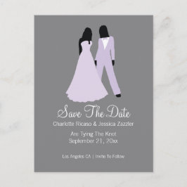 Postal De Anuncios Dos novias traje y vestido de novia (gris lila)