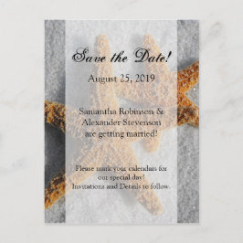 Postal De Anuncios Dos Starfish & Sand, Beach Wedding Salven la fecha