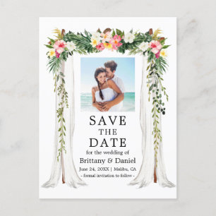 Postal De Anuncios Dosel de Boda Acuarela Floral Tropical Foto