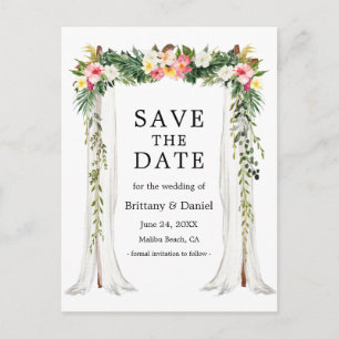 Postal De Anuncios Dosel de Boda Acuarela Floral Tropical Foto