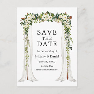 Postal De Anuncios Dosel de Boda Arco Acuarela Floral Verde