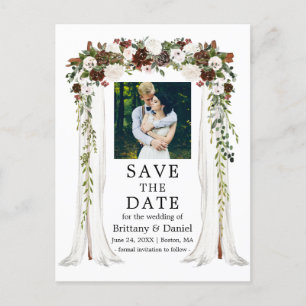 Postal De Anuncios Dosel de Boda Arco Acuarela Verde Floral Bosque