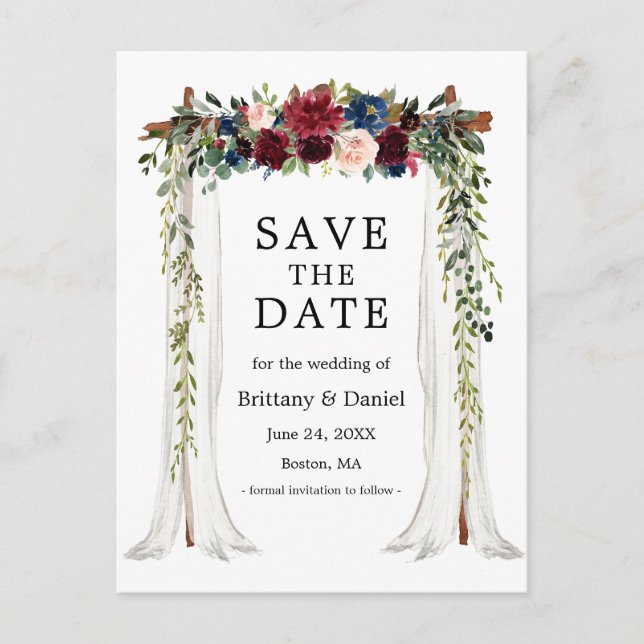 Postal De Anuncios Dosel De Boda Arco De Acuarela Floral (Anverso)