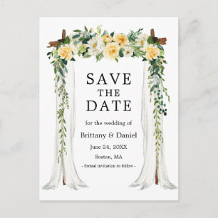 Postal De Anuncios Dosel De Boda Arco De Acuarela Floral Amarillo