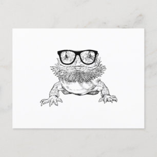 Postal De Anuncios Dragón Barbudo Gafas Nerdy Animal