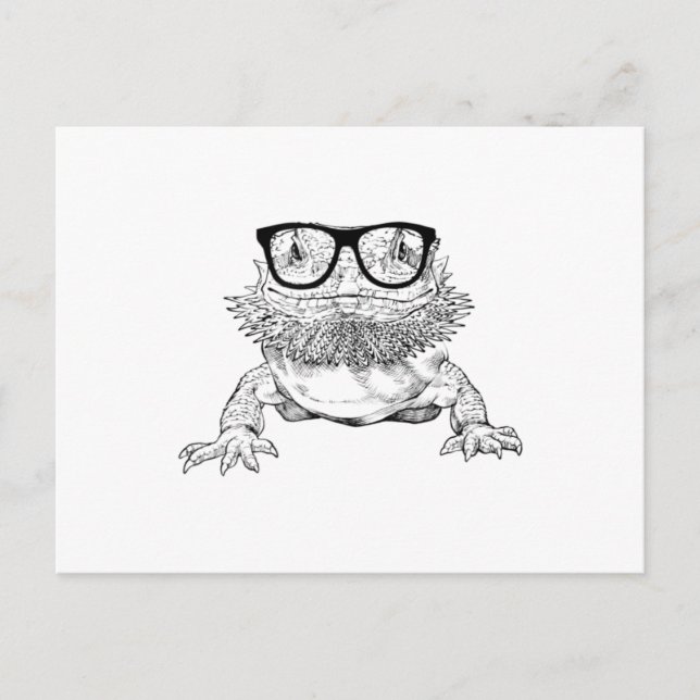 Postal De Anuncios Dragón Barbudo Gafas Nerdy Animal (Anverso)