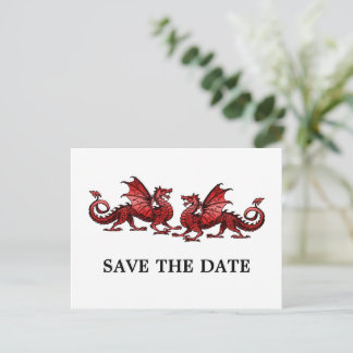 Postal De Anuncios Dragones Red Elegant Ahorran La Postcarta De Fecha