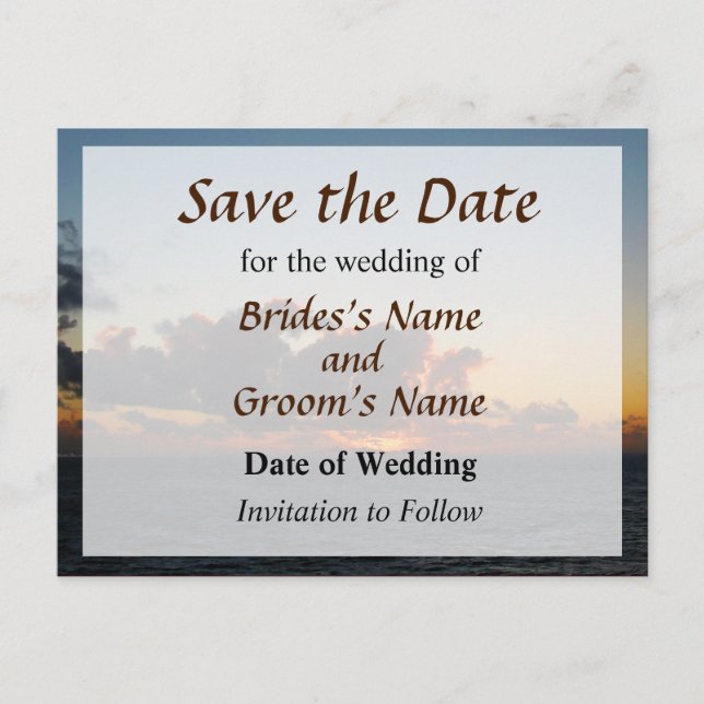 Postal De Anuncios Dramático cielo marino al amanecer salva la fecha (Anverso)