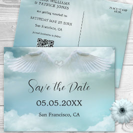 Postal De Anuncios Dream Cloud Angel Wings QR Code Save the Date