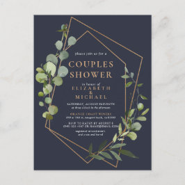 Postal De Anuncios Ducha de Copper Geométrica Eucalyptus Blue Couples