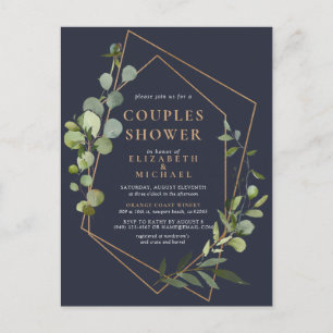 Postal De Anuncios Ducha de Copper Geométrica Eucalyptus Blue Couples
