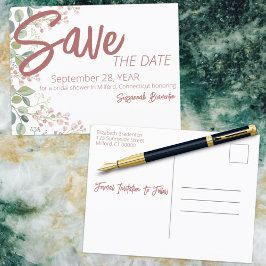 Postal De Anuncios Ducha de Novia con Borde Floral de Acuarela Pastel