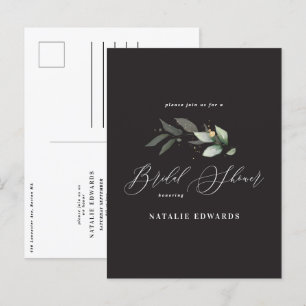 Postal De Anuncios Ducha de novia de oro negro Eucalyptus
