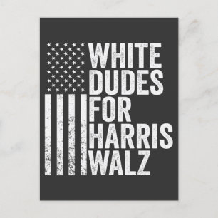 Postal De Anuncios Dudos Blancos Por Harris Walz Bandera Americana El