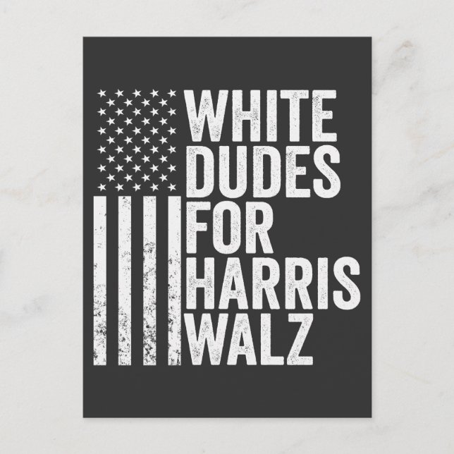Postal De Anuncios Dudos Blancos Por Harris Walz Bandera Americana El (Anverso)