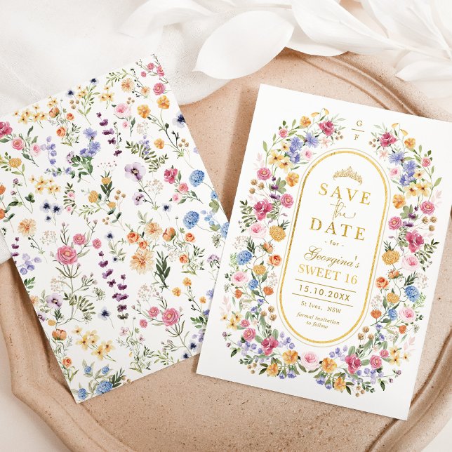 Postal De Anuncios Dulce de flores silvestres 16 Quinceanera Guardar  (Subido por el creador)