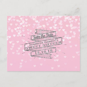 Postal De Anuncios Dulce rosado elegante reserva de 16 cumpleaños la