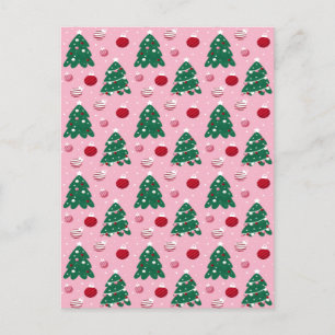 Postal De Anuncios Dulce verde rosa Navidad Árbol de Navidad