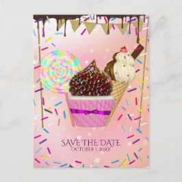 Postal De Anuncios Dulces De Lluvia De Purpurina Candy Land Guarde La