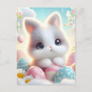 Postal De Anuncios Dulces Huevos de Pascua de Gatito Kawaii Pastel