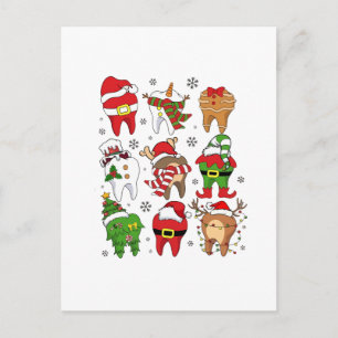 Postal De Anuncios Dulces Personajes Dentales de Navidad, Diversión N