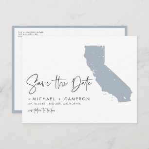 Postal De Anuncios Dusty Blue California Map QR Code Save the Date