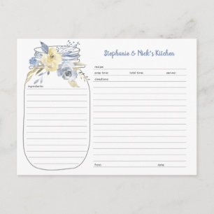 Postal De Anuncios Dusty Blue Floral Mason Jar Recetas