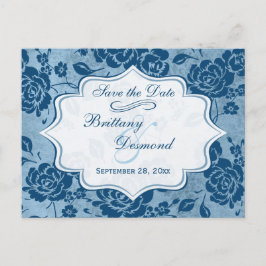 Postal De Anuncios Dusty Blue Floral Wedding Save the Date Card