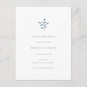 Postal De Anuncios Dusty Blue Simple Botanical Save The Date