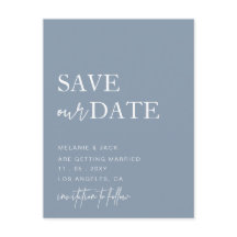 Dusty Blue Simple Calligraphy Save the Date