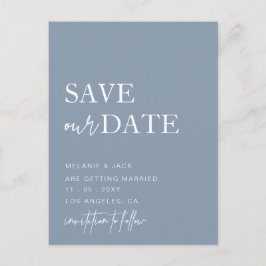 Postal De Anuncios Dusty Blue Simple Calligraphy Save the Date