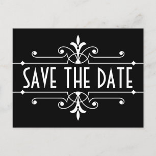 Postal De Anuncios Ebony Fancy Ornamental Save the Date Postcard