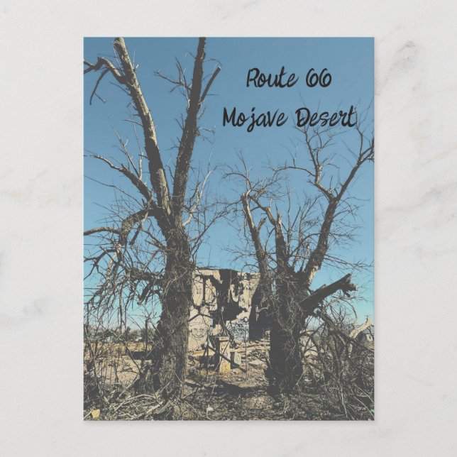Postal De Anuncios Edificio abandonado, Ruta 66, Newberry Springs, CA (Anverso)