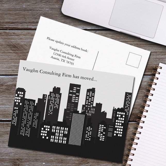 Postal De Anuncios Edificio Blanco Negro Horizonte Empresarial Mudanz (Subido por el creador)
