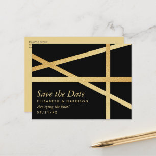 Postal De Anuncios Efecto Relieve metalizado dorado Estilo geométrico