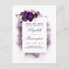 Postal De Anuncios Eggplant Floral Elegant Save the Date