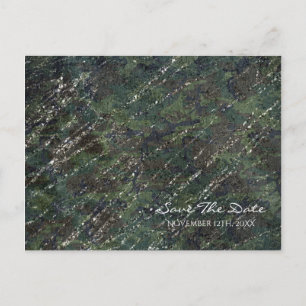 Postal De Anuncios Ejército verde y plateado Camo destello guardar la