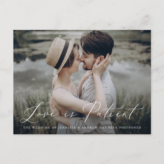 Postal De Anuncios El amor con script delicado es el paciente cambiar (Anverso)