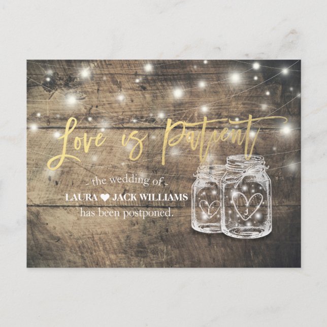 Postal De Anuncios El amor es la postergación del paciente Boda Mason (Anverso)