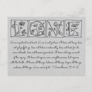 Postal De Anuncios El Amor es Paciente-Amable-Nunca Falla~Escrituras~