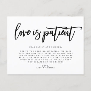 Postal De Anuncios El Amor Es Paciente Aplazamiento de la Boda